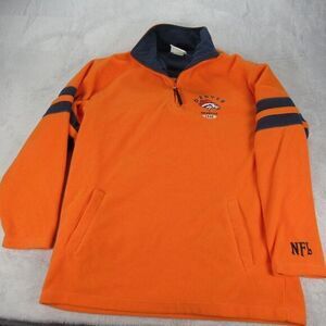Denver Broncos Sweatshirt Mens Medium NFL Orange 1/4 Zip Pullover Fleece Y2K